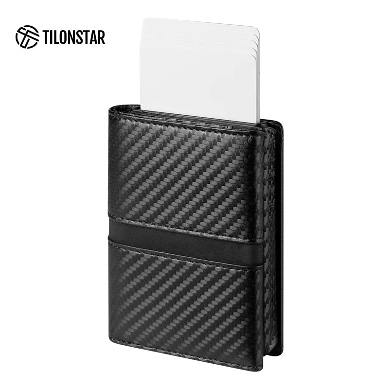 Leren RFID Cardholder met Slide Pop-up – Minimalistisch