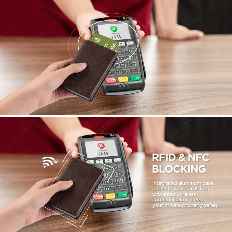 RFID Cardholder met Pop-up Mechanisme – Aluminium & Leer
