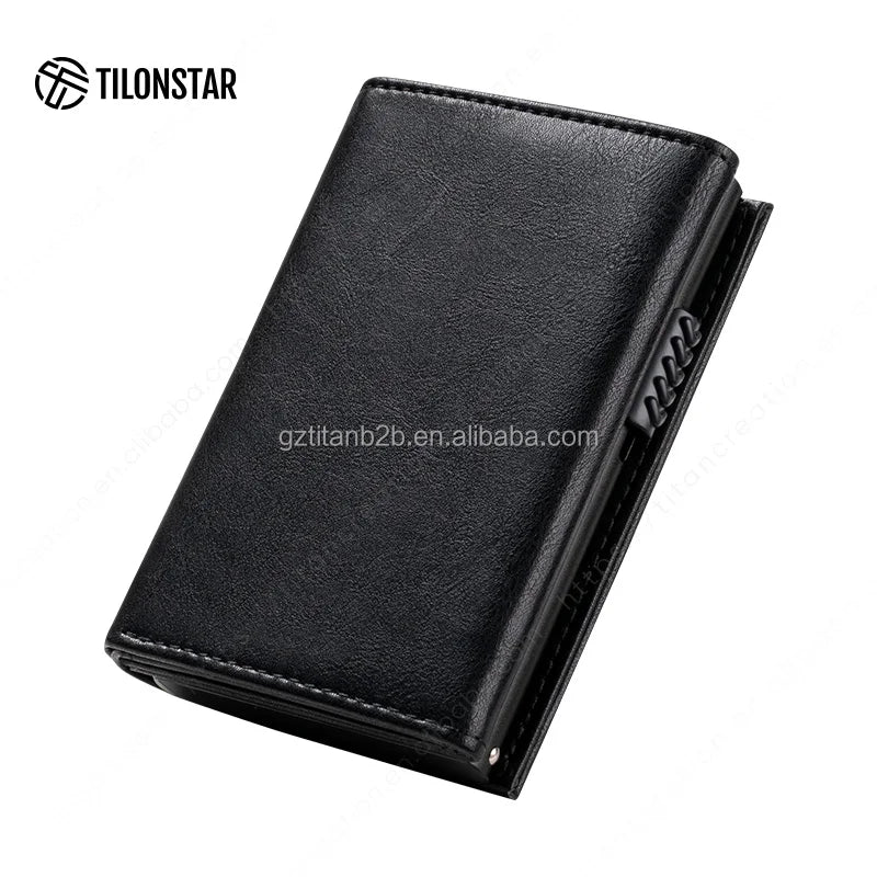 RFID Cardholder met Pop-up Mechanisme – Aluminium & Leer