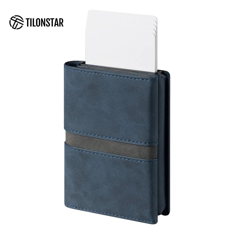 Leren RFID Cardholder met Slide Pop-up – Minimalistisch