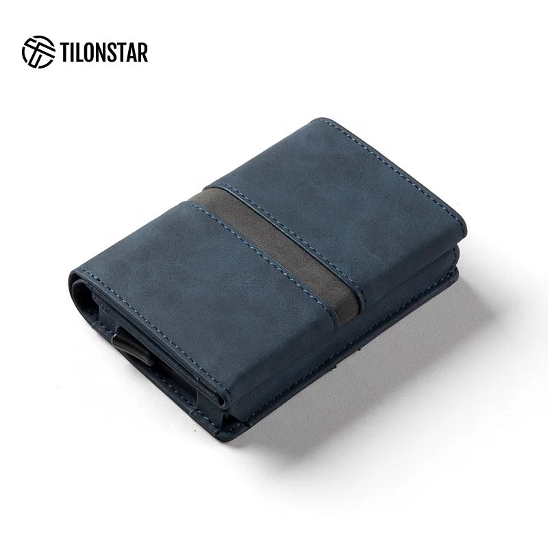 Leren RFID Cardholder met Slide Pop-up – Minimalistisch